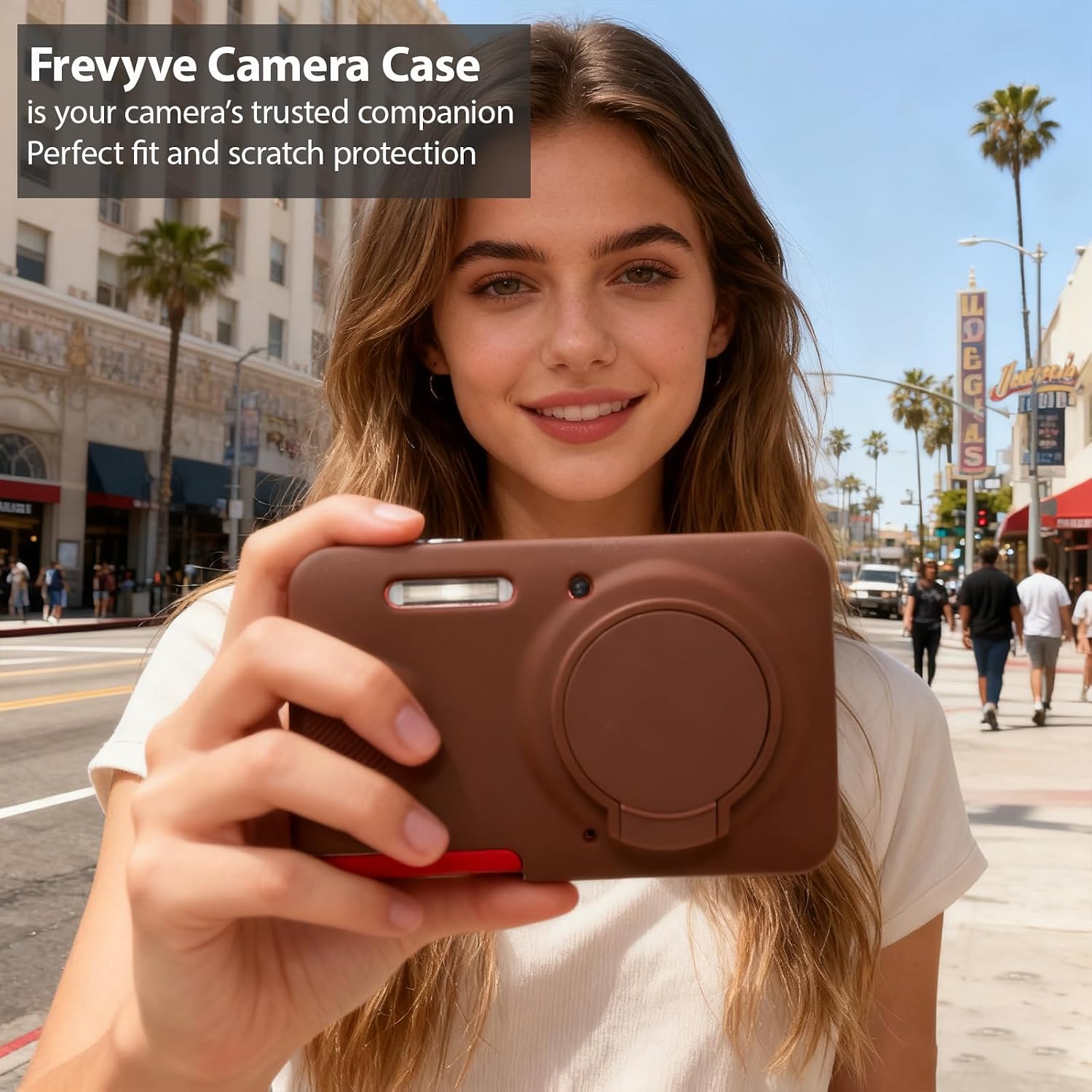 Case for Kodak PIXPRO FZ55 Digital Camera Accessories, Soft Silicone Protective Case, Slim Fit Sleeve with Removable Lens Cover and Screen Protector, Lightweight, Anti-Scratch (Dark Brown)