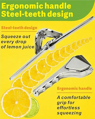 Miniatura 6 de Exprimidor de limón de 2 piezas, exprimidor de limón de acero inoxidable, exprimidor de mano plegable, exprimidor manual de cítricos, limones