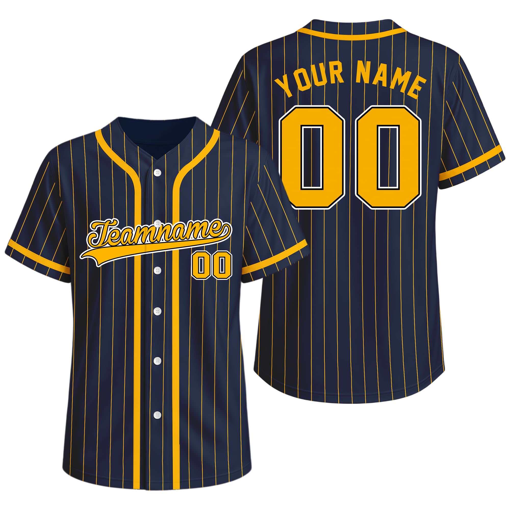Maillot de Baseball Personnalisé Nom Numéro Logo Chemises de Baseball, Uniforme d'Équipe pour Hommes/Femmes/Enfants Chemise à Boutons Style à Rayures