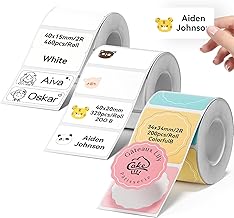 3 Rolls Name Labels for NIIMBOT B1 B21 B31 B21 B21 Pro Label Maker (34x34mm, 40x20mm & 40x15mm) Personalised Thermal Labels for Home, School and Office
