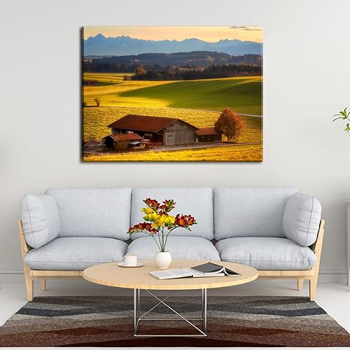 Miniatura 2 de YONICA Autumn Paintings - Lienzo decorativo estético de otoño para decoración de oficina en casa, paisaje de granja de otoño con imágenes impresas