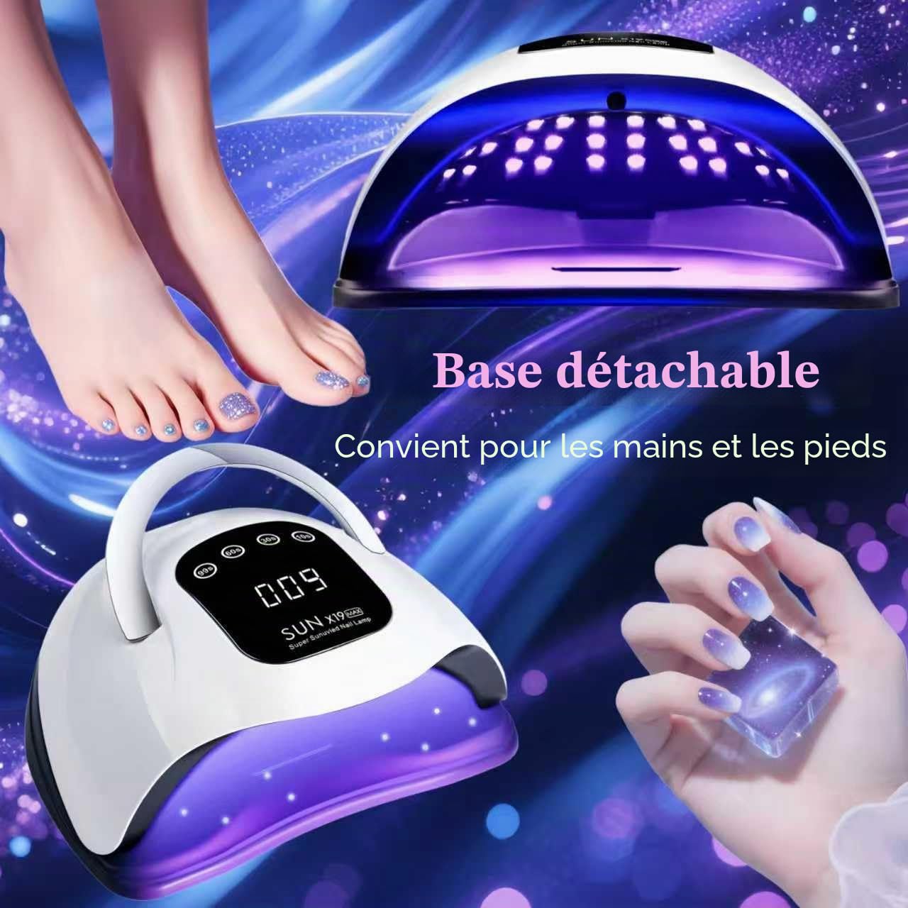 Lampe à Ongles UV LED 320W avec 72 Perles, Séchoir à Vernis Gel avec Capteur Automatique & 4 Minuteries, Professionnel pour Ongles des Mains et Pieds