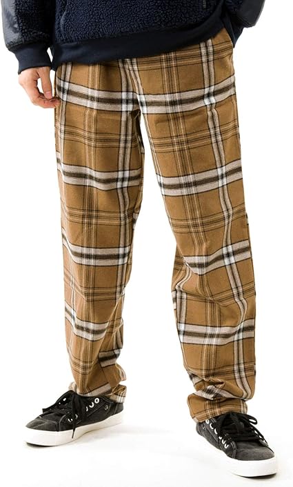 Amazon トップイズム チェックパンツ ワイドパンツ メンズ バギーパンツ テーパードパンツ イージーパンツ タータンチェック 1 ベージュ Xlサイズ ロングパンツ 通販