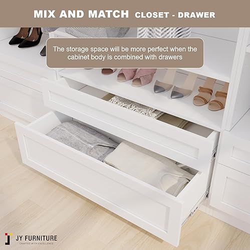 Miniatura 5 de JY Furniture JY2DR - 2 juegos de cajones de madera, accesorios para añadir, estilo agitador para armario de madera con deslizador de cajón de