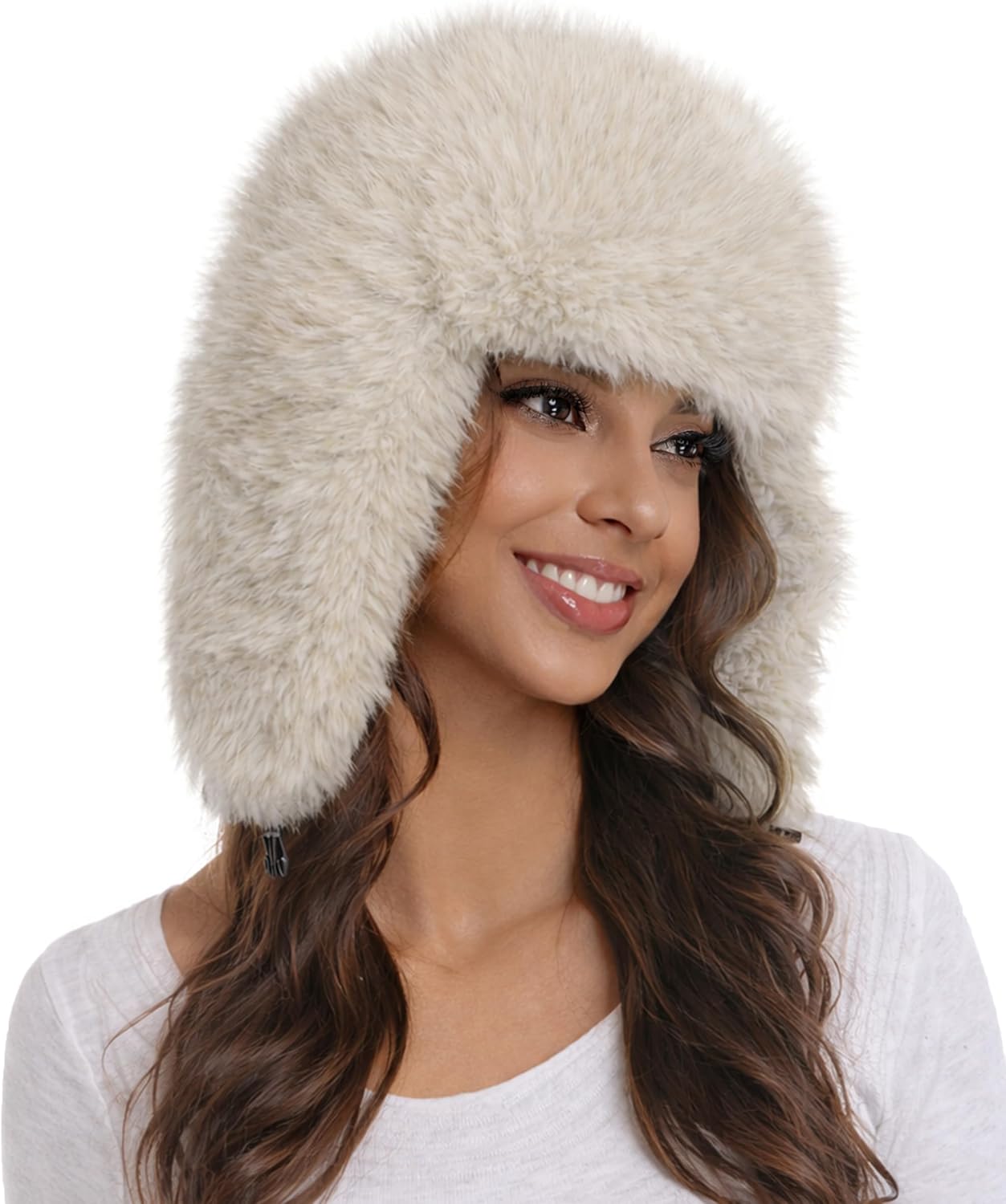 Faux Fur Fluffy Trapper Hat for Women – Winter Warm Russian Ushanka Hat with Ear Flaps - Image 5