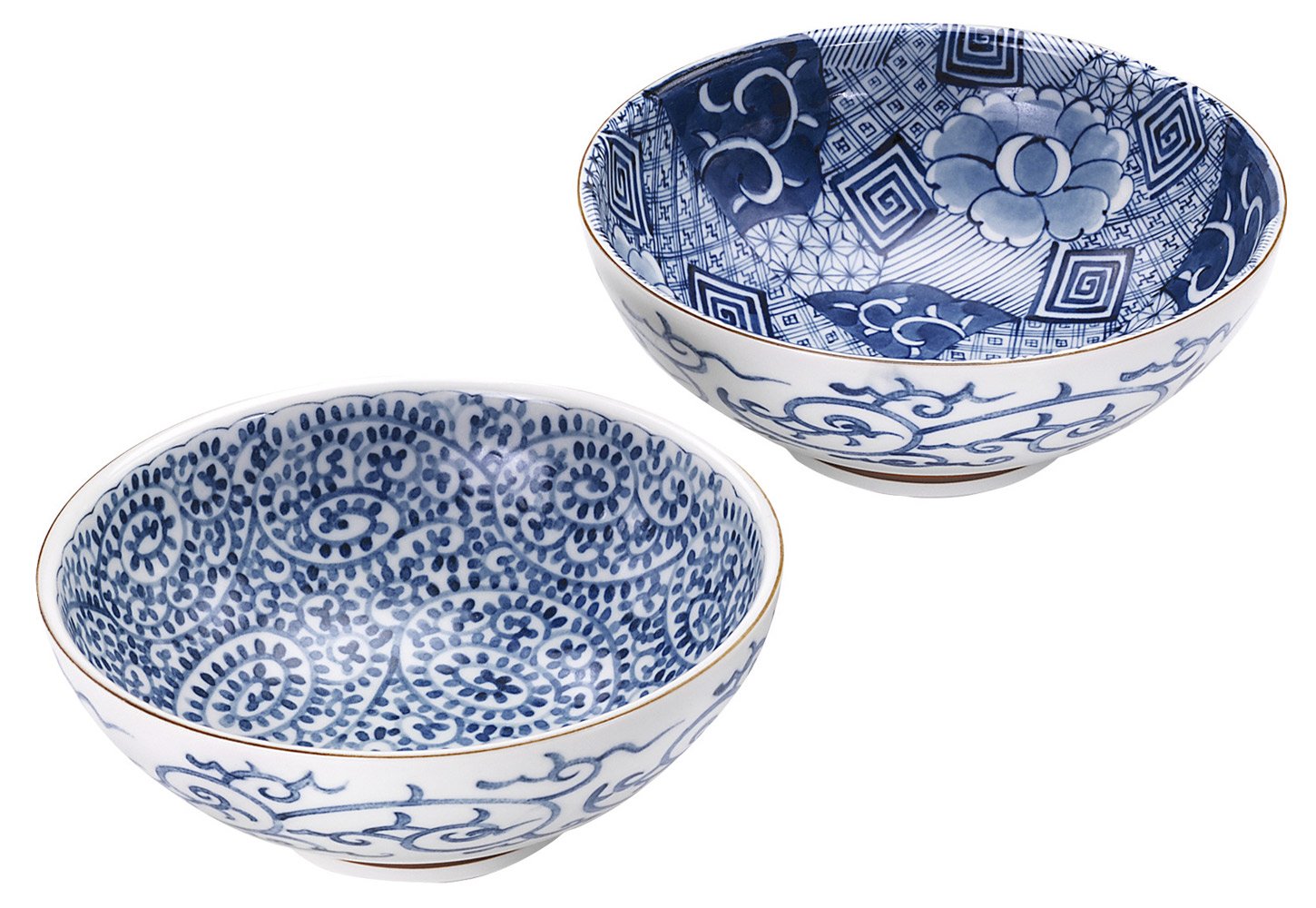 Amazon.co.jp: bloom 美濃焼 染付絵変り ペア麺鉢 89732 : ホーム