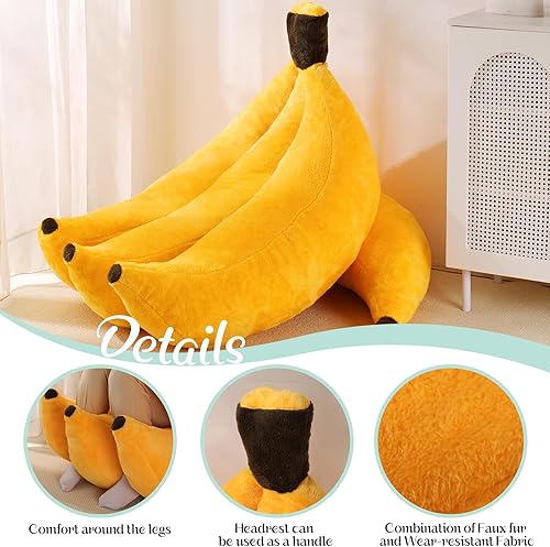 Miniatura 4 de Puf de plátano con otomana, sofá cama de suelo con reposapiés, cómoda tumbona convertible para adolescentes y adultos, sofá de felpa para