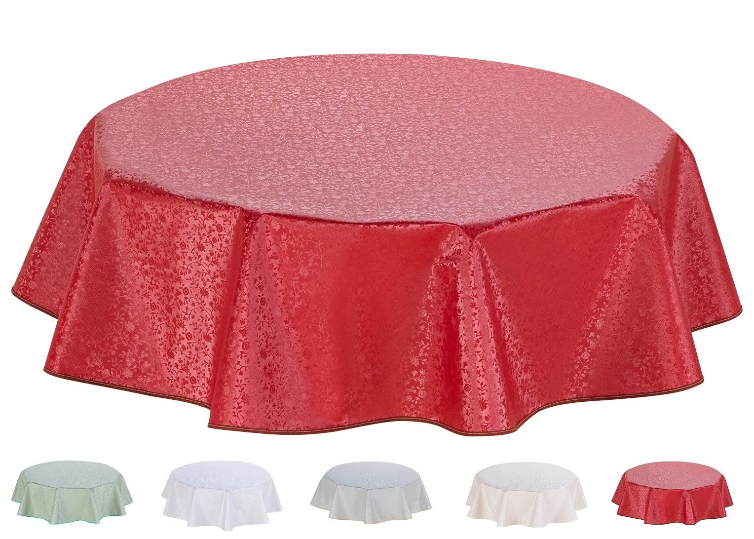 Home Direct Round Embossed Oilcloth PVC Wipe Clean Tablecloth 140cm 55" Red