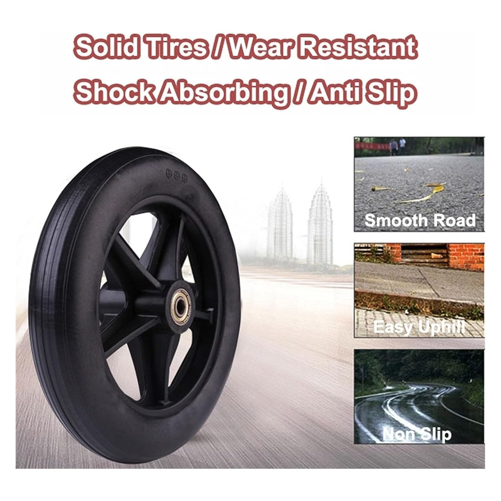 7 Inch Caster, 7 InchCaster Universal PU Hub PVC Wheel Wheelchair Front Wheel Replacement for Elderly and, Wheelchair Accessories