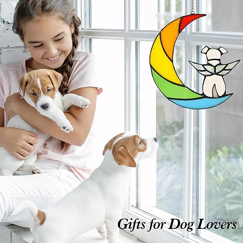 Miniatura 3 de Zedesey Regalos conmemorativos para perros con vidrieras de arcoíris para la pérdida de la ventana del perro, atrapasoles para mascotas, regalos