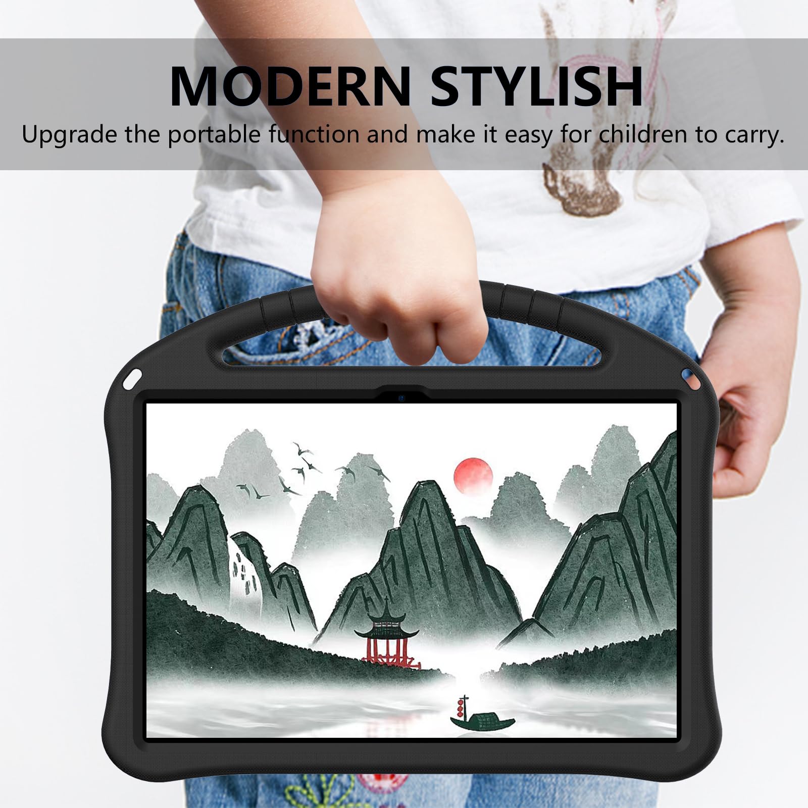 Custodia per Lenovo Idea Tab Pro Tablet 12,7 Pollici, Cover Antiurto con Maniglia Cinghia da Mano, Tracolla Cover Protettiva Bambini per Lenovo Idea Tab Pro Tablet 12,7 Pollici, Nero