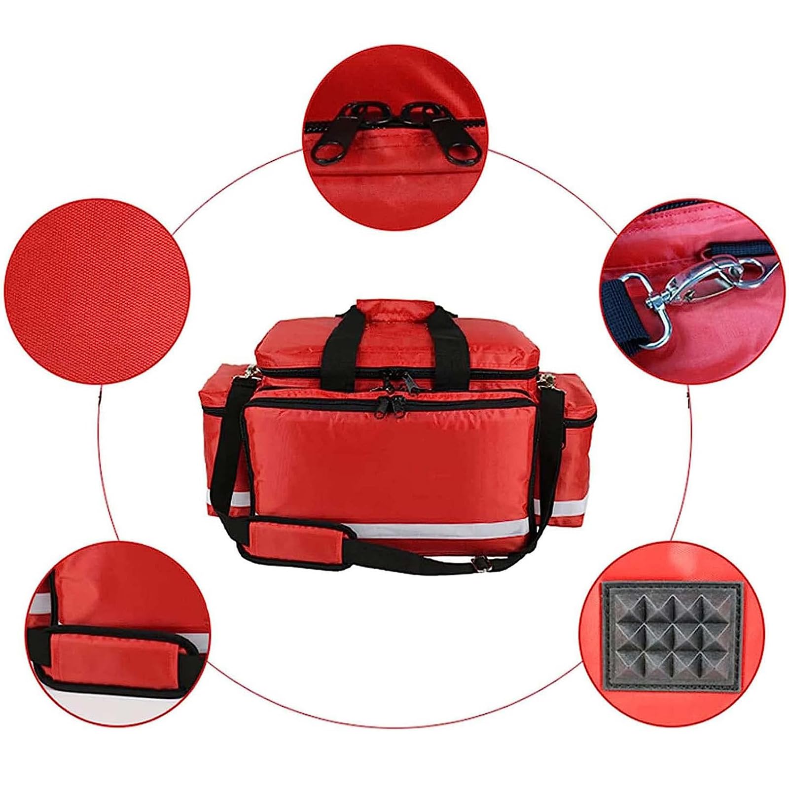 Mochila De Primeros Auxilios Bolsa De Emergencia Vacía Mochilas Médicas De Primeros Auxilios Rojas, Kit De Rescate De Emergencia Impermeable Al Aire Libre De Gran Capacidad