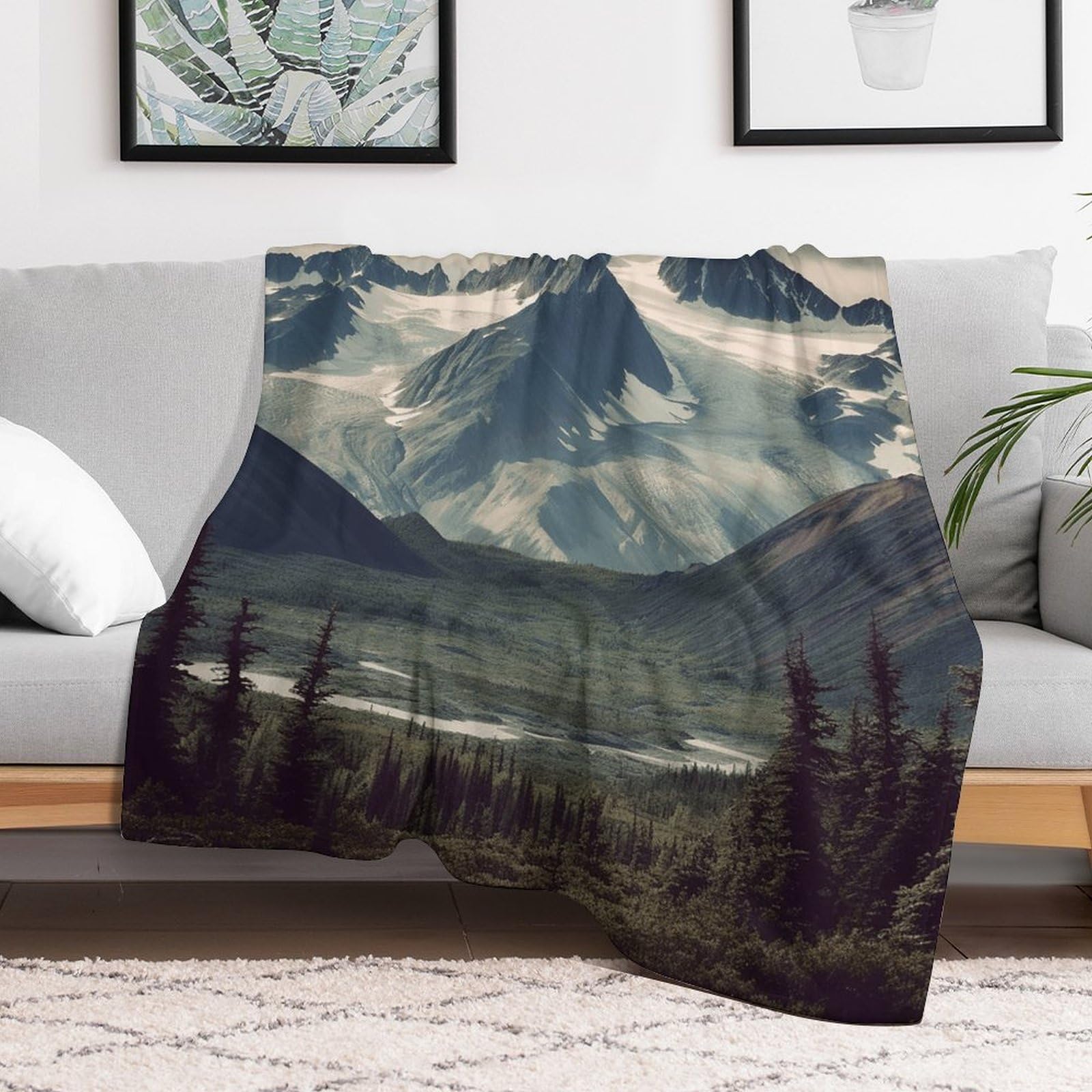 Couverture polaire personnalisée en flanelle douce de qualité supérieure motif Alaska