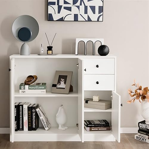 Miniatura 2 de PETSITE Armario de bufé aparador de cocina con armarios de almacenamiento y cajones moderno Credenza Coffee Bar Servidor mesa de mesa para entrada