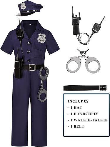 Miniatura 7 de KIDIN Disfraz de policía para niños, disfraz de policía, Halloween, cosplay, día de carrera, regalos de cumpleaños
