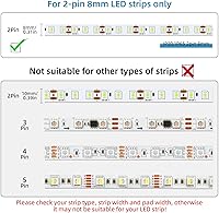 Vista 3 de RGBZONE 10 piezas de 2 pines de 8 mm de tira LED a conectores de cable y 10 m/32.8 pies de cable de extensión de 2 pines para tiras de luces LED