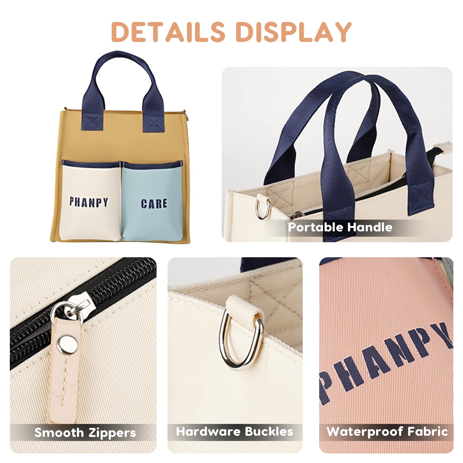 SONARIN Elegante Leggero Borsa Fasciatoio per Neonato,Borsa per il Cambio Multifunzione Impermeabile Borsa a Tracolla Borsa per Pannolini da Viaggio con Ganci per Passeggino