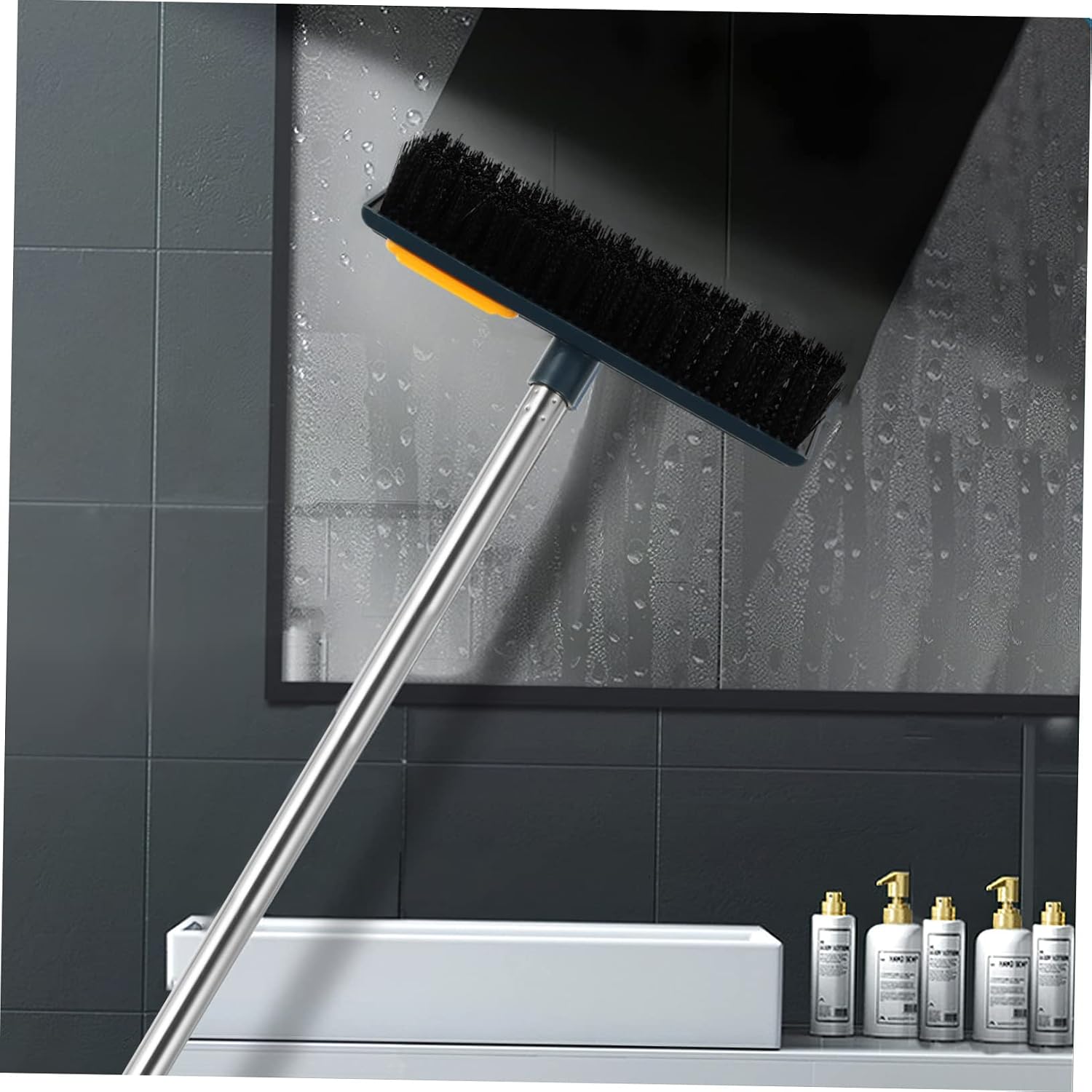 SECFOU Handle Scrub Brush for Bathroom Cleaning Stiff Bristles Floor Cleaner for Tiles Grout and Dead Corners Essential Home Cleaning Tool image 4