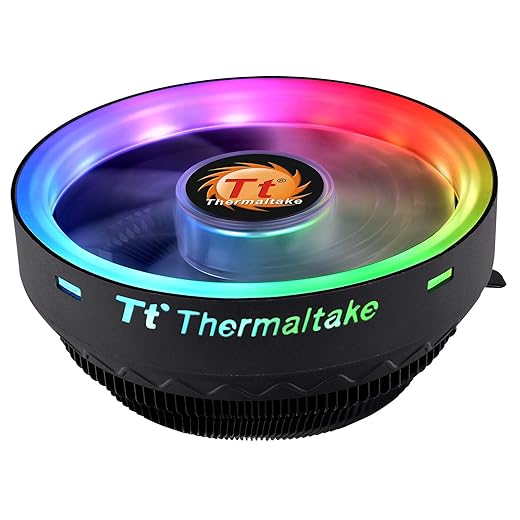 Thermaltake UX100 5V Motherboard ARGB Sync 16.8 Million Colors 15 Addressable LED Intel/AMD Universal Socket (LGA 1200) Hydraulic Bearing 65W CPU Cooler CL-P064-AL12SW-A