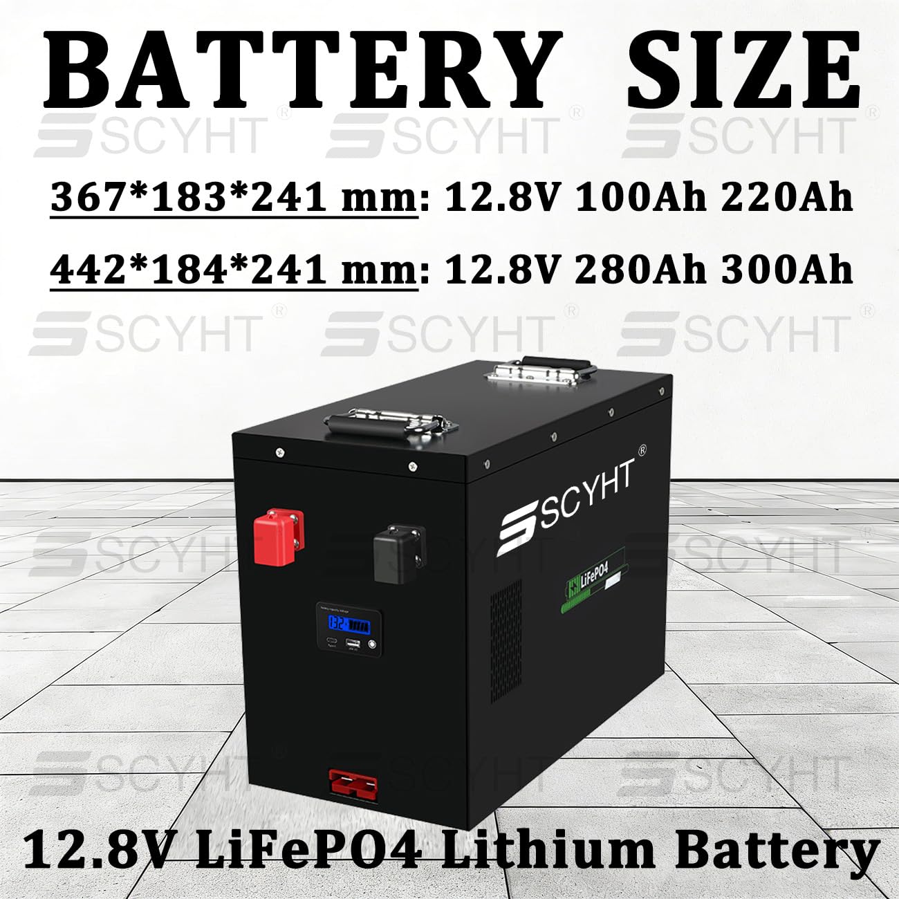 Batterie au Lithium 12,8 V Batterie Solaire Batteries pour voiturettes Golf Batteries LiFePO4 à décharge Profonde avec Carte Protection BMS intégrée,12.8v220ah