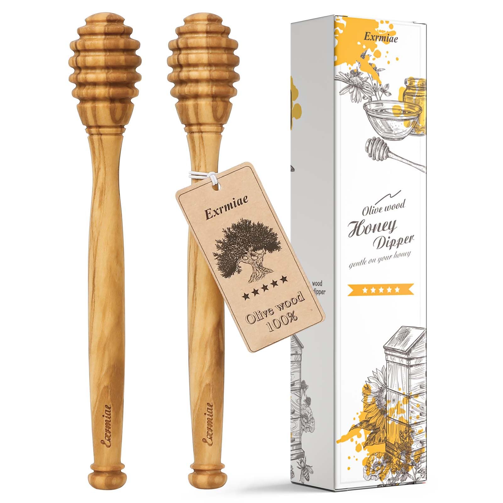 Olive Wood Honey Dippers - Natural & Durable -1