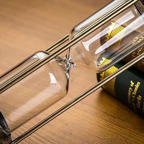 Miniatura 5 de SuLiao Juego de temporizador de reloj de arena vacío de metal reloj de arena con marco de latón grande, reloj de arena, reloj de arena, cristal de