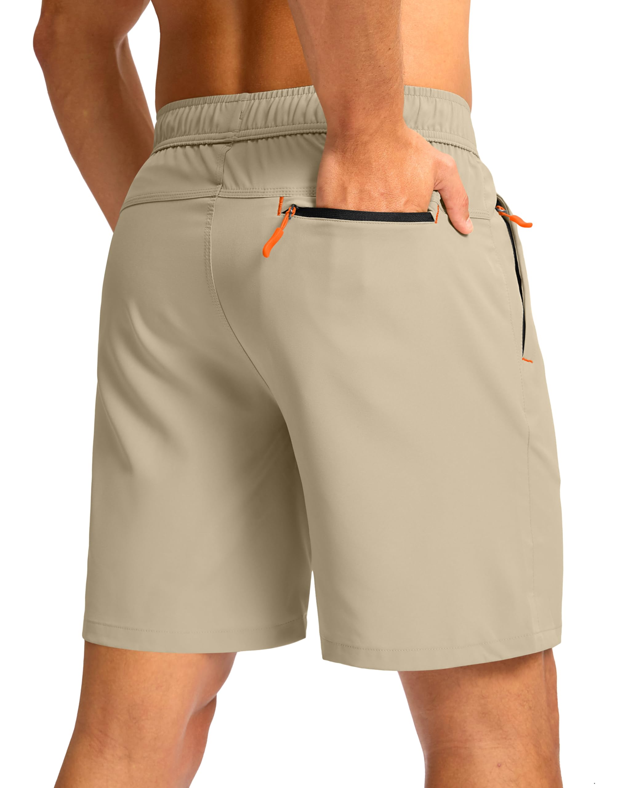 Pudolla Mens Athletic Hiking Shorts Lightweight Workout Gym Shorts for Men Outdoor Casual Travel with 3 Zipper Pockets