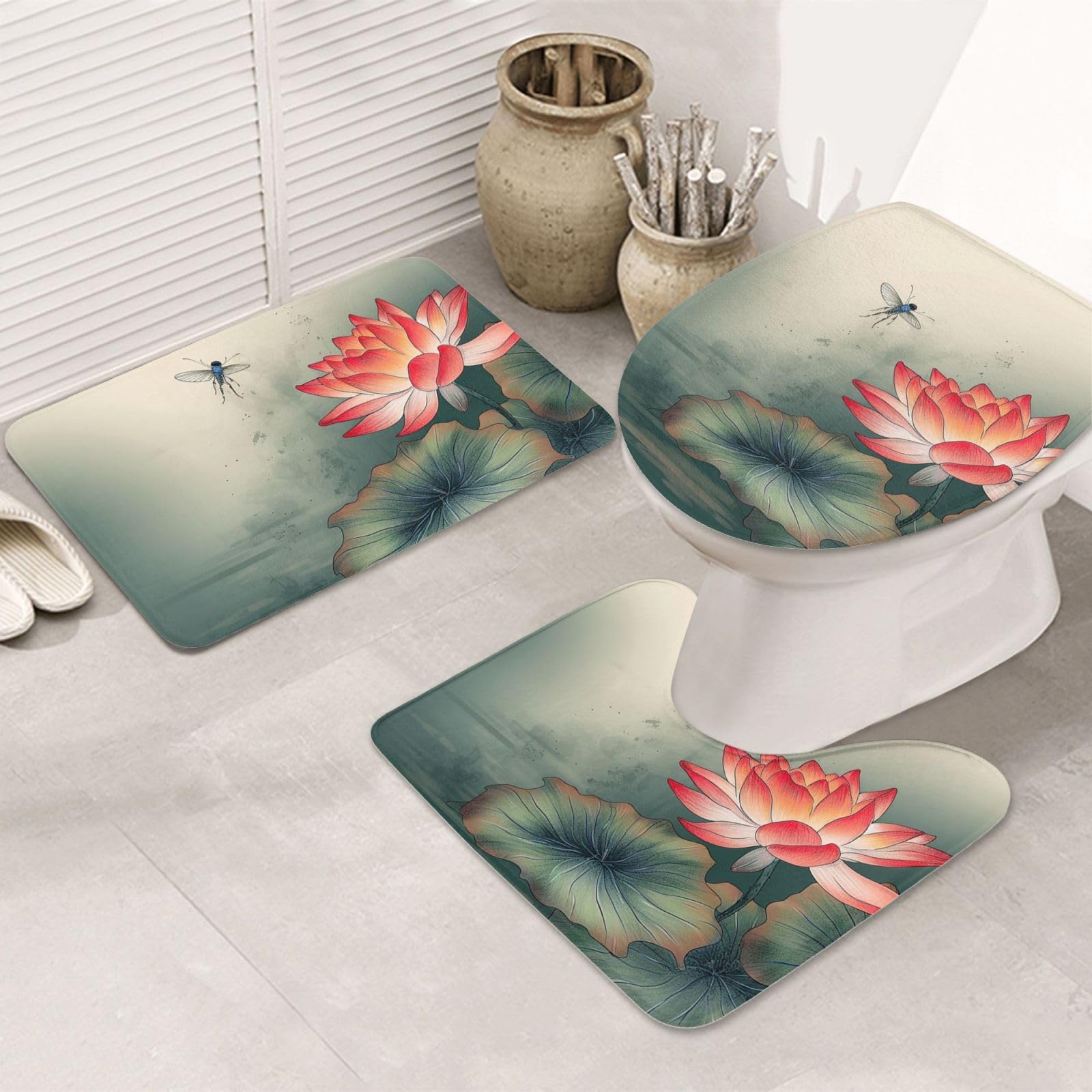 Tapis de bain ultra absorbant lot de 3 antidérapant et doux pour douche et toilette