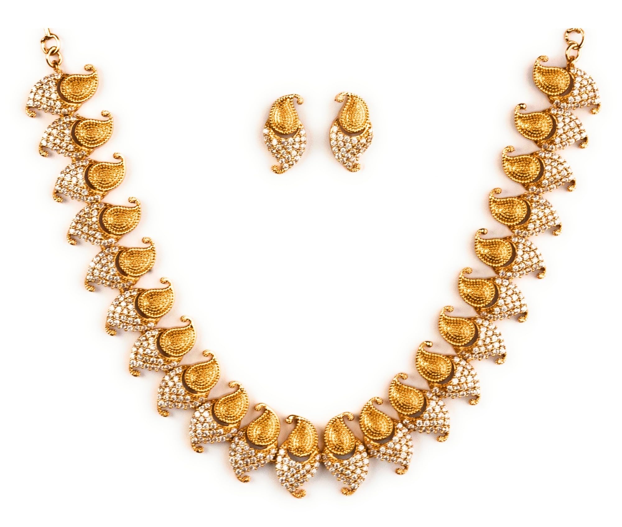 Sasitrends Traditional Gold-Plated American Diamond Necklace Set for Women & Girls : Timeless Elegance and Versatile Opulence (B0CF9JXHV3) Amazon Price History, Amazon Price Tracker