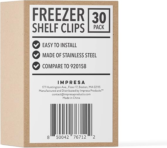 IMPRESA 30 Pack Commercial Freezer Shelf Clips - Compatible with True & Other Commercial Refrigerators - Model 7122 Stainless Steel - Freezer & Refrigerator Shelf Clip Support