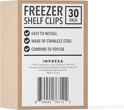 IMPRESA 30 Pack Commercial Freezer Shelf Clips - Compatible with True & Other Commercial Refrigerators - Model 7122 Stainless Steel - Freezer & Refrigerator Shelf Clip Support