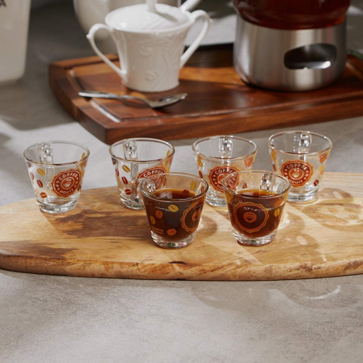 Nadia Coffee Print Royal Cup (Set of 6)