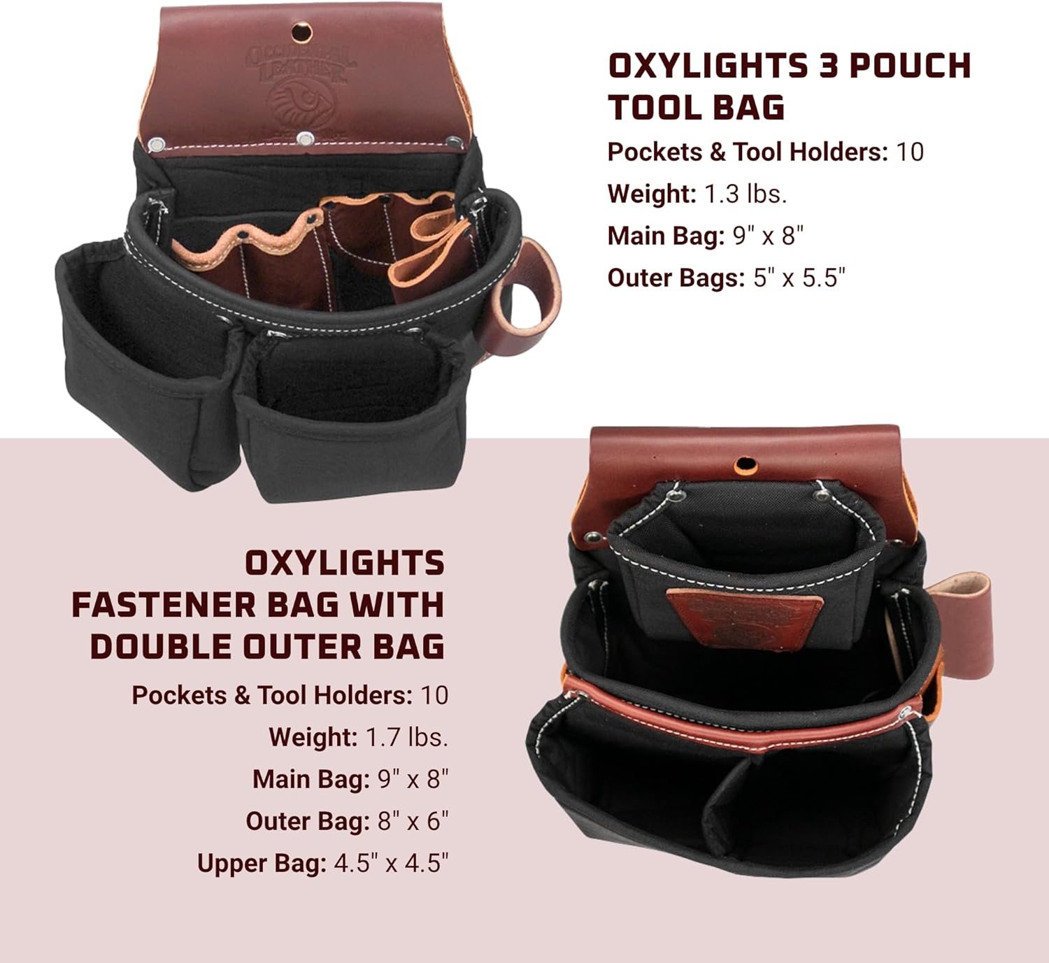 Occidental Leather OxyLights Ultra Framer Tool Belt - Medium - 21 Pockets & Tool Holders - Made in USA