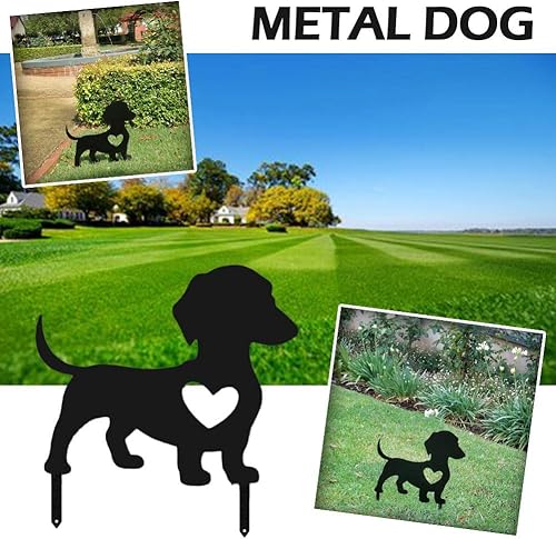 Miniatura 4 de WWDZ Hierro forjado moderno animal abstracto perro ornamento simple dachshund decoración estatuilla tierra m0r8 jardín inserción arte