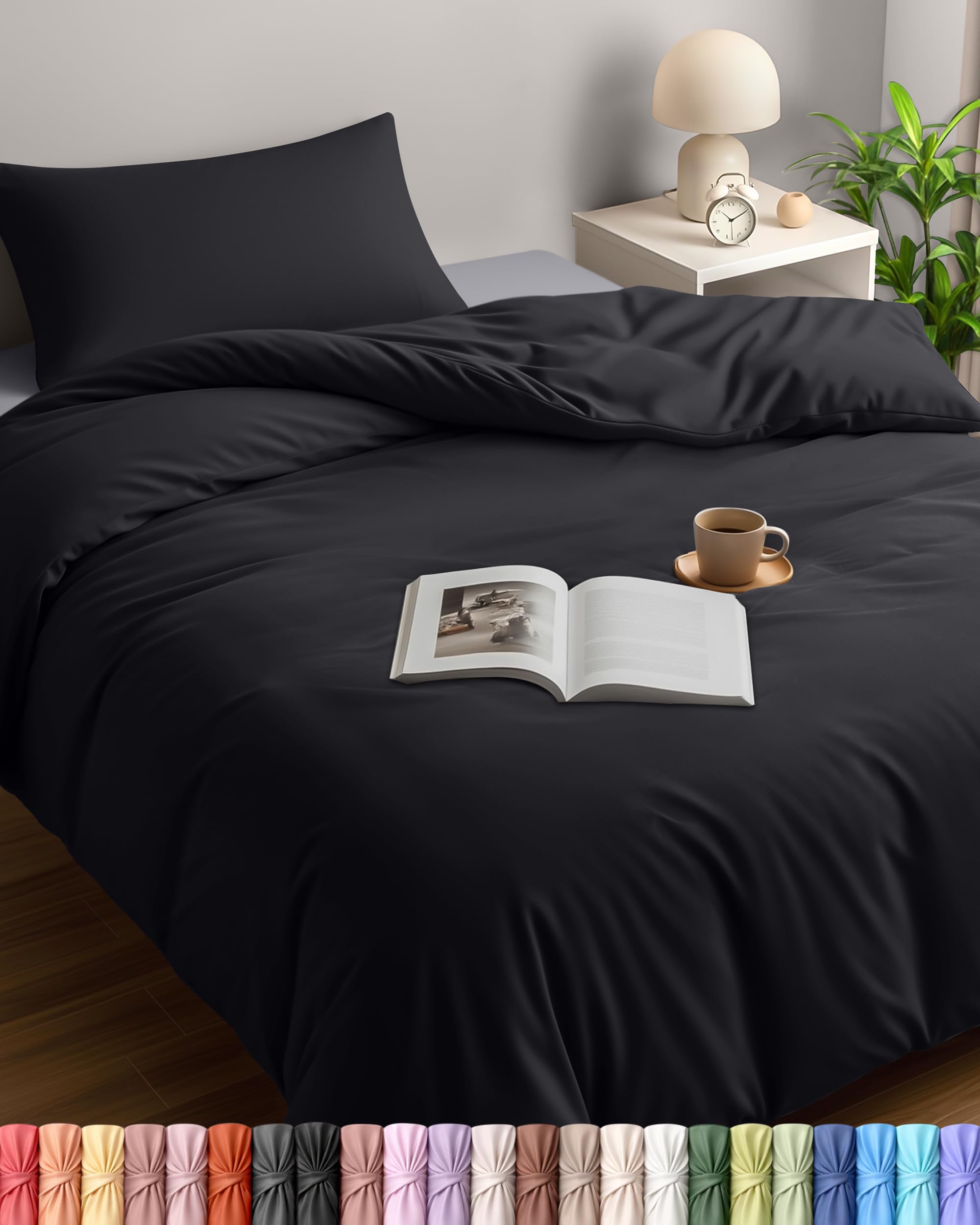 Utopia Bedding Single Duvet Cover Set, Black