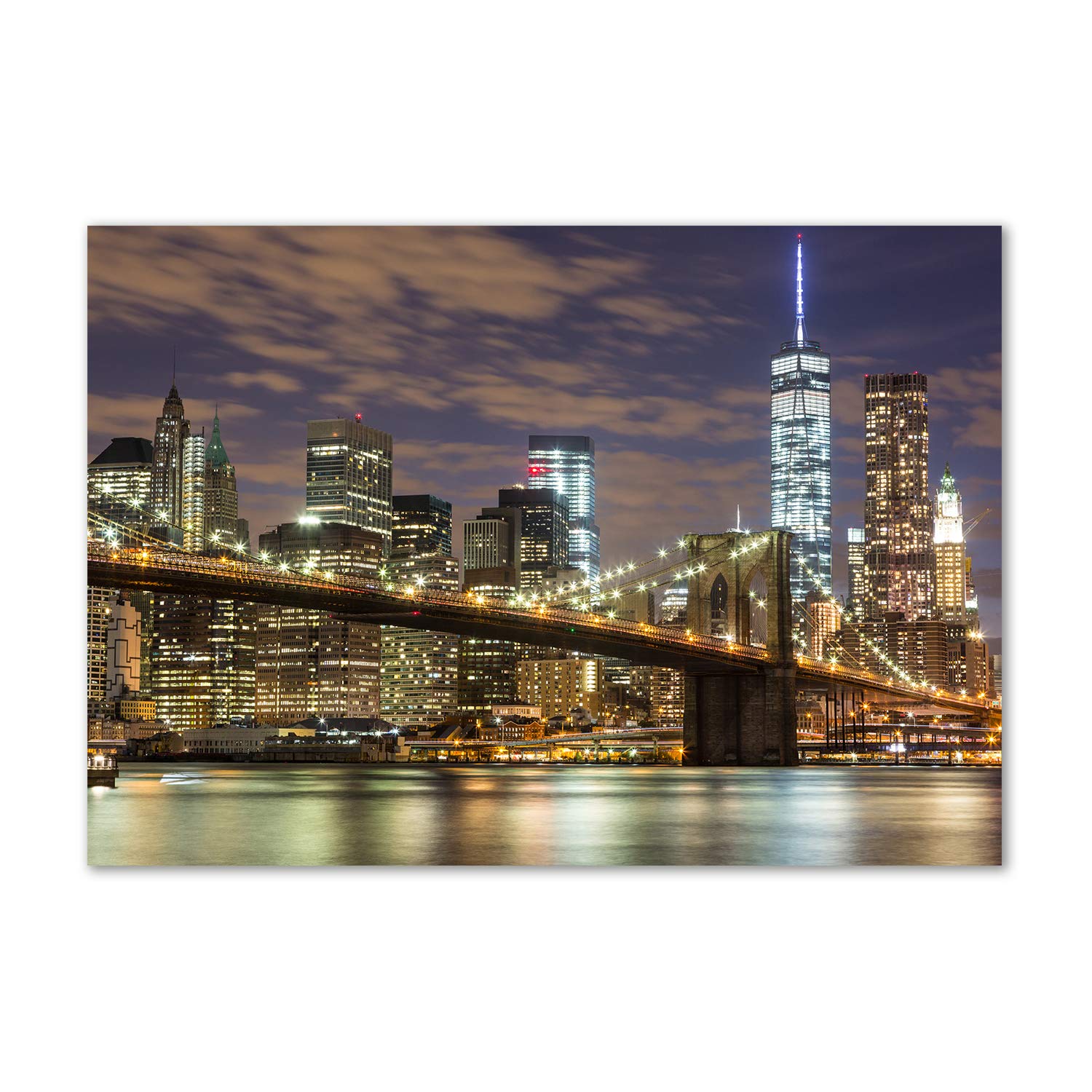 Image tableau photo sur verre Pont de Brooklyn 100x70 pour salon et cuisine