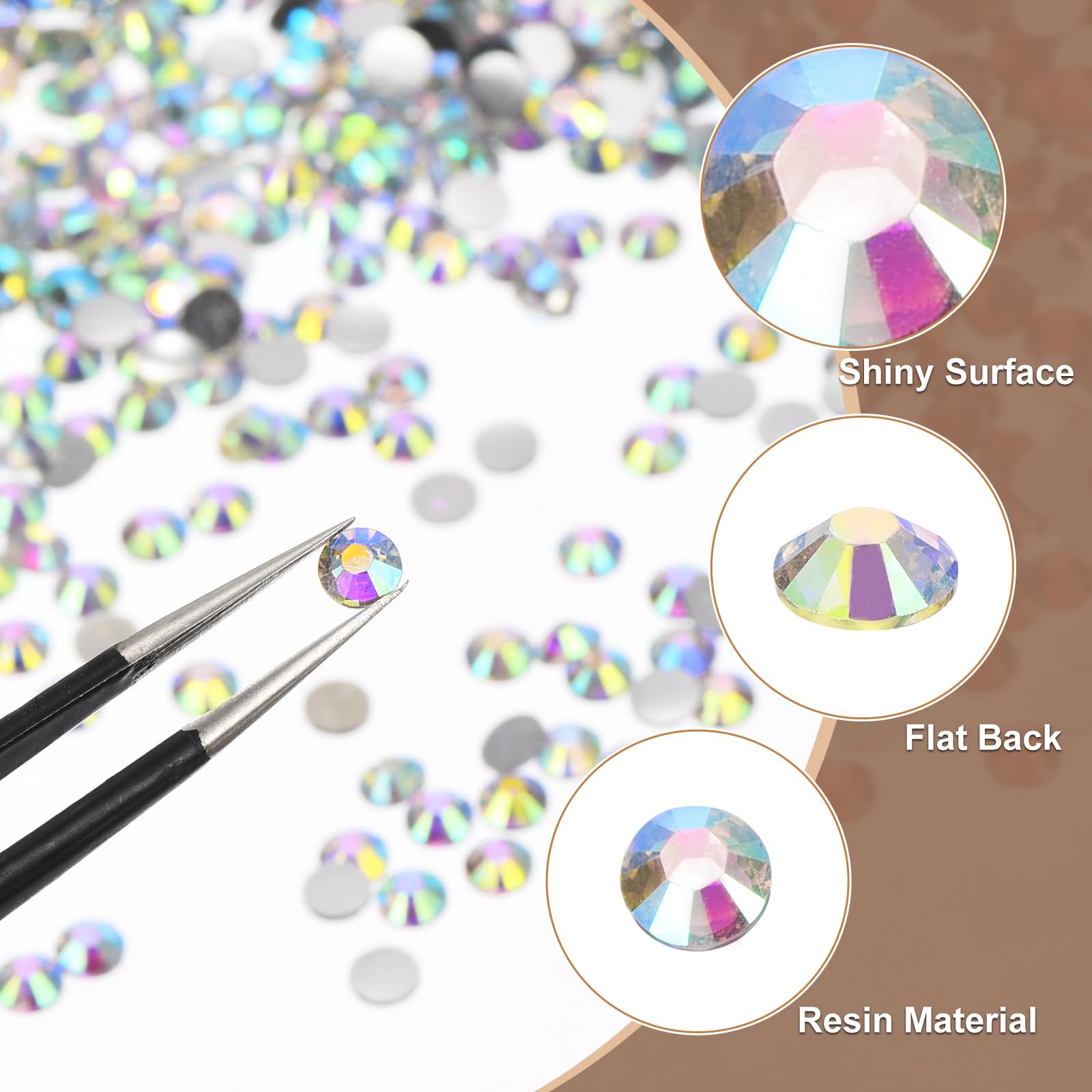 Perle E Strass Misti In Resina - 60g, Misure 3-10 Mm, Retro Piatto, Colore Bianco - Per Decorazioni, Unghie, Bigiotteria, Fai Da Te - 2