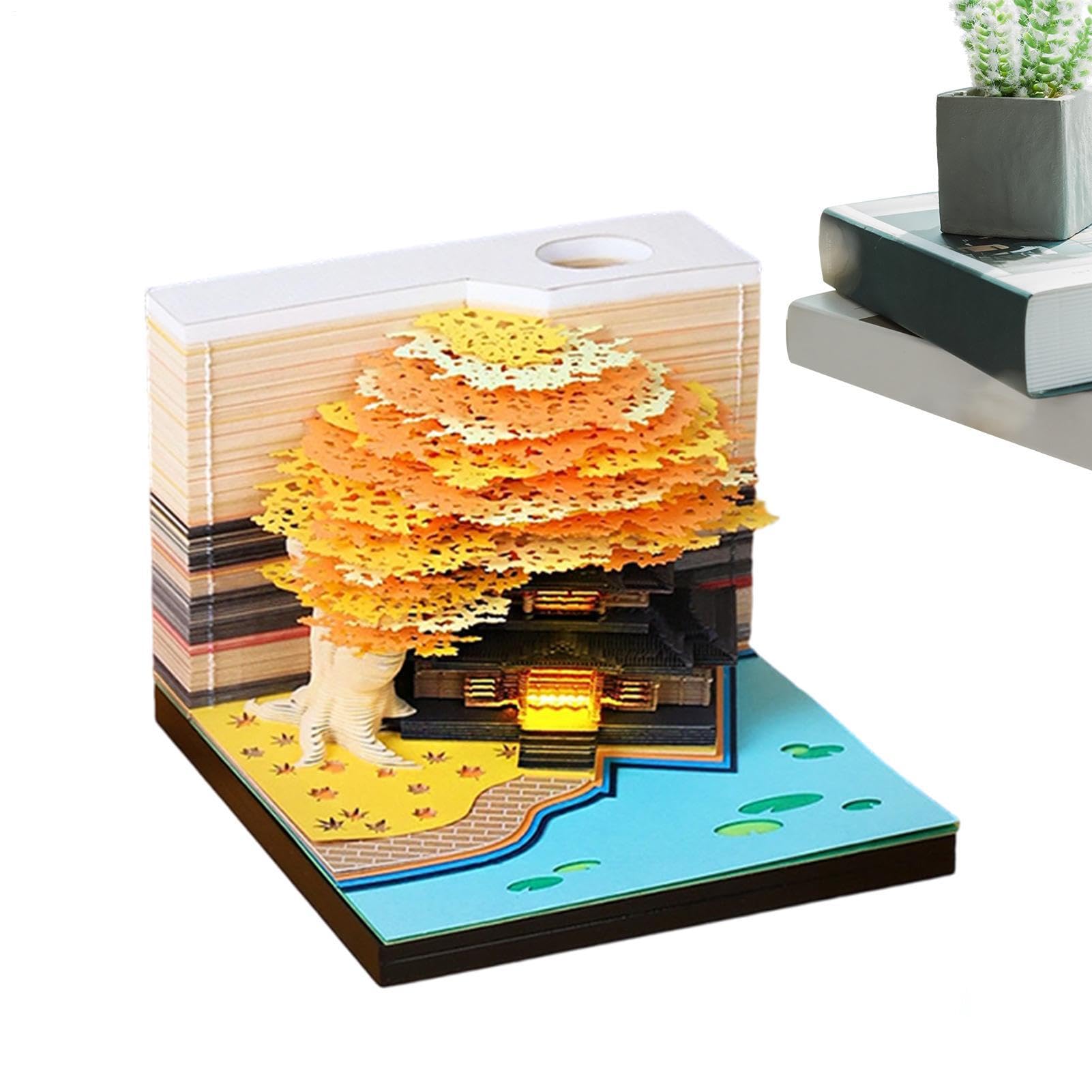 3D-Memo-Kalender 2027 3D Schreibtisch Zeitmesser Schnitzerei Notiz-Block | Abreißbarer Dekorationskalender Für Zuhause, Schule, Wohnheim, Wohnung, Schlafzimmer, Wohnzimmer, Bücherregal