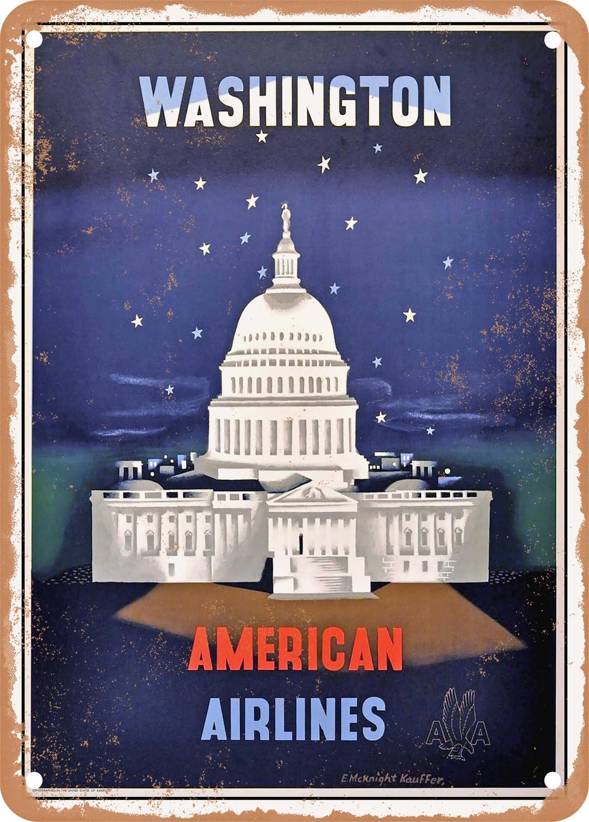 Miaomansenstore Metal Sign - 1948 Washington Air Travel Vintage Ad Home Decor