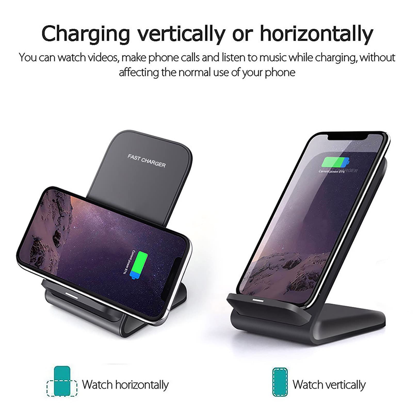 Caricatore a induzione, caricatore senza fili rapido da 20 W, stazione di ricarica per iPhone 17 Pro Max/16 Pro/15/14 Plus/13/12/11/XR/XS,Samsung Galaxy S25/S24/S23/S22/S21/S20,Note20/10, nero con