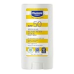 Mustela Baby Mineral Sunscreen Stick SPF 50 Broad Spectrum - Face & Body Sun Stick with 70% Organic Ingredients - Ultra Sheer, Water Resistant & Fragrance-Free - 0.6 oz (Pack of 1)