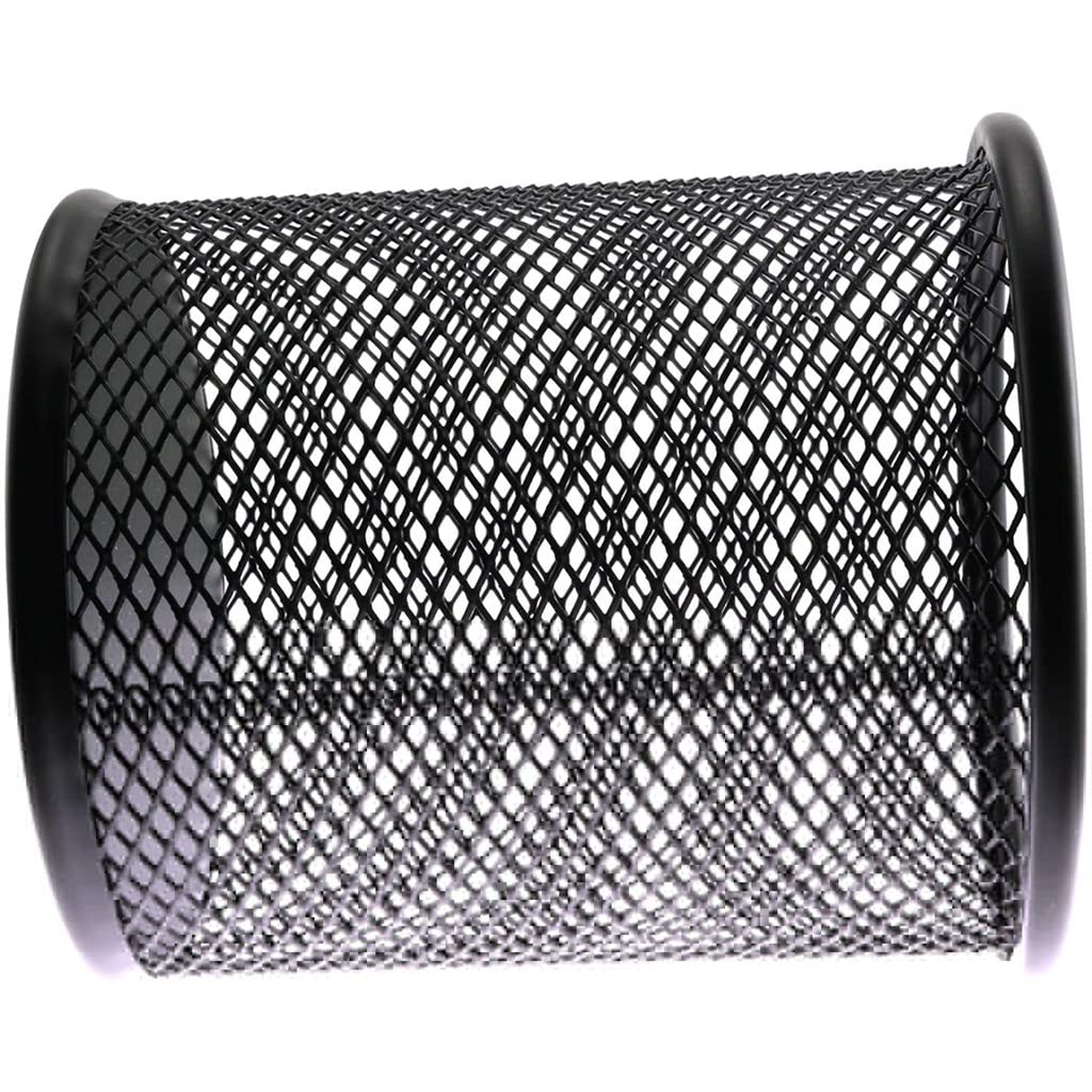 Portapenne in Rete Metallica per scrivania, Ufficio e Scuola (Nero 8x8x9,5 cm)