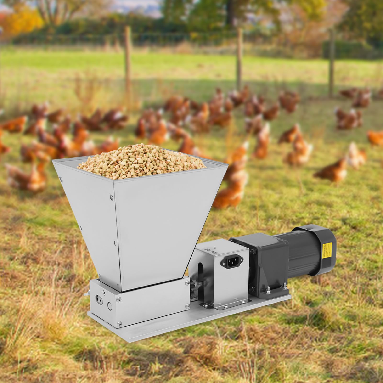 Stainless Steel Electric Grain Grinder, Commercial Grain Mill G-rinder with 4.23qt Hopper, Electric Grain Mill Grinder, Adjustable Rollers (0-0.1in), 20kg(44lbs)/h, Waterproof Power Interface, Silver