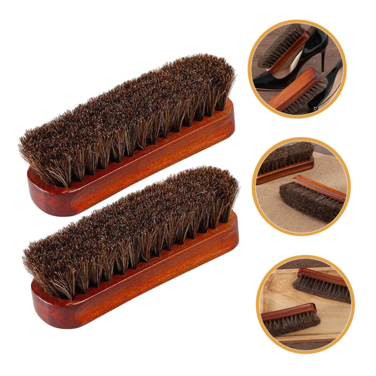 FRCOLOR Cepillo De Madera para Limpieza De Pelo De Caballo Cepillo para Zapatos para Pulir De Cerdas para Limpiar Zapatos Kit para El Cuidado De 2 Piezas x 4