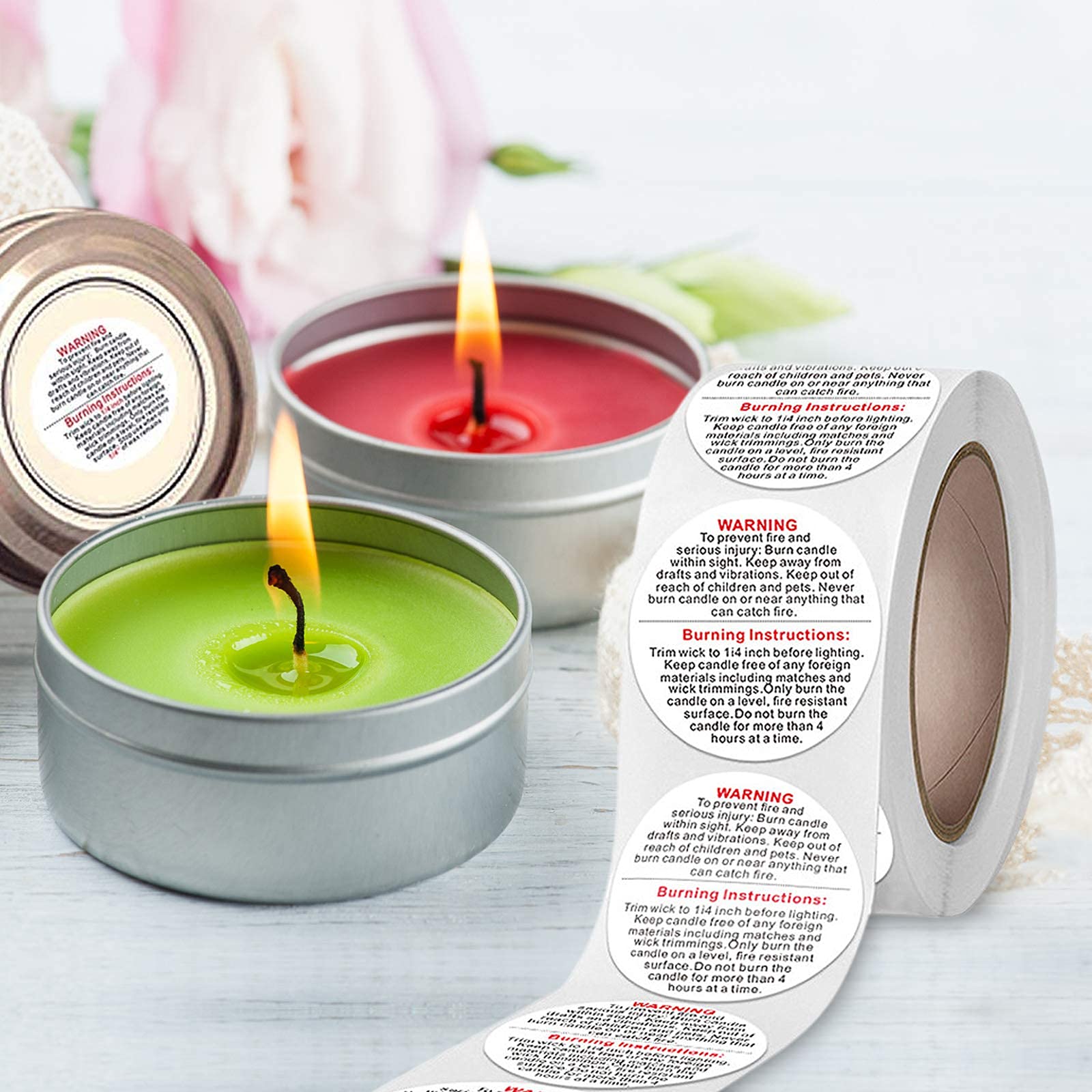 Yiflin Candle Warning Labels 1.5 inch 500 Pcs, Candle Warning Sticker