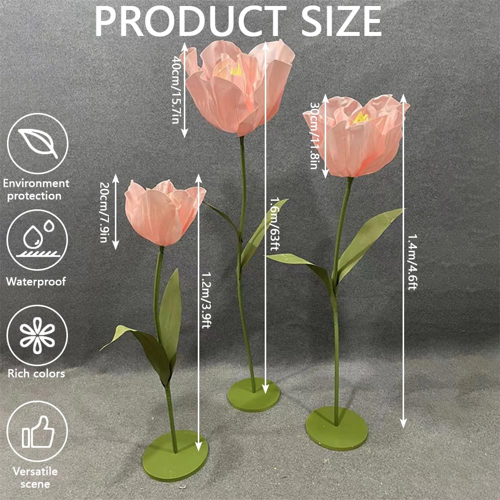 3 Stück Riesige künstliche Tulpen Blumen für Dekoration Hochzeitsempfang Riesige künstliche Eva Tulpe Blume für Geburtstag Hochzeit Arrangements Bankett Hintergrund Dekor Schaufenster Display