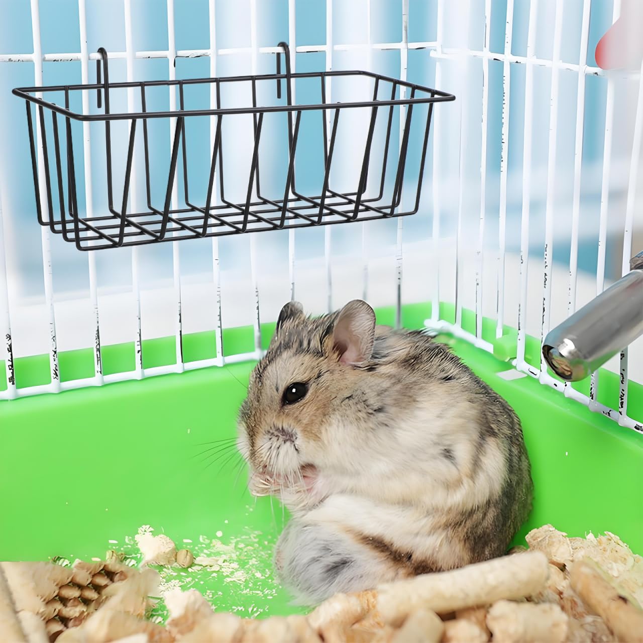 Galpada 2 StüCk Kaninchen Heuraufe HäNgend Metall Futtergestell Mit GroßEr KapazitäT FüR Meerschweinchen Und Kleintiere Bissfester Heu Futterspender FüR KäFig ZubehöR
