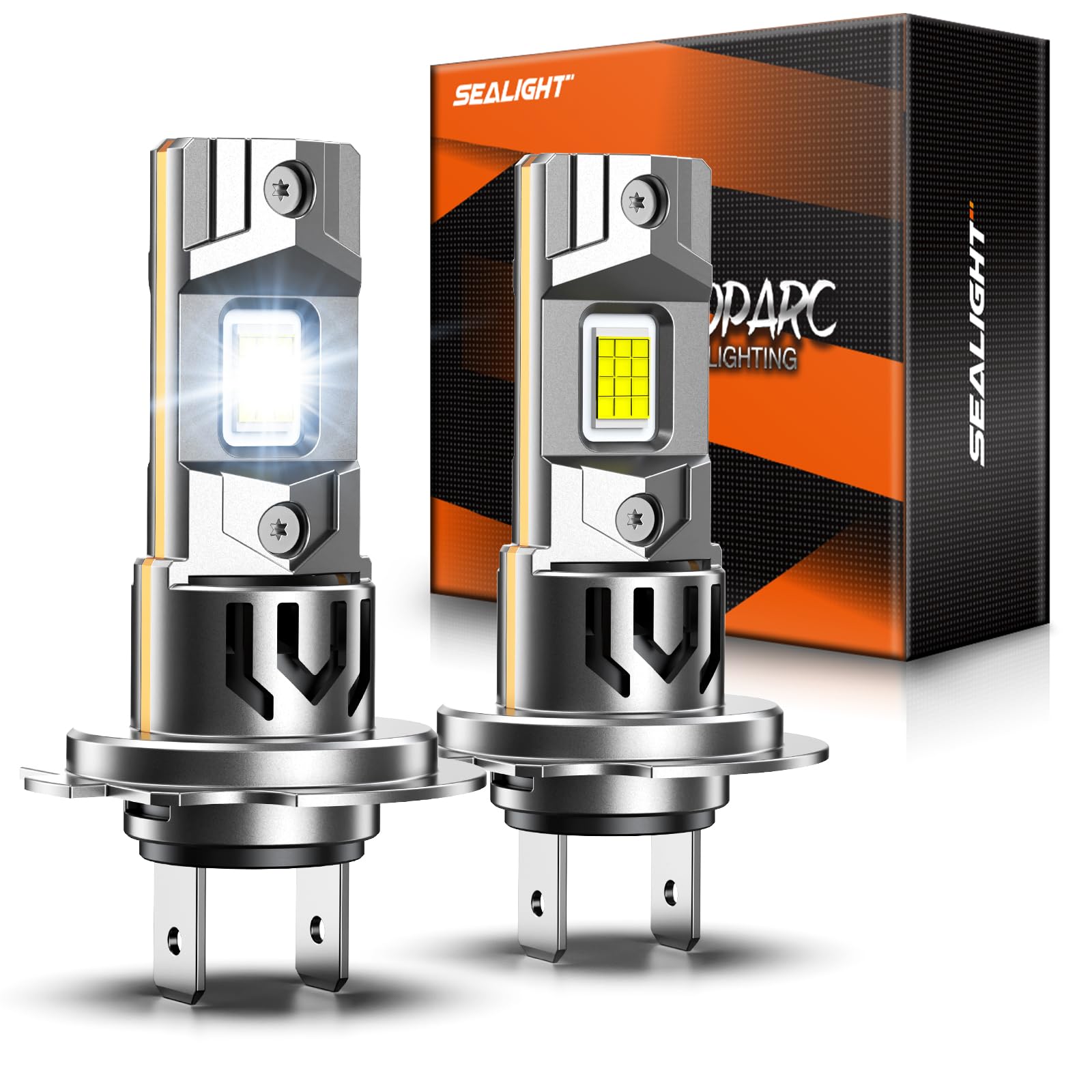 SEALIGHT H7 Bulb For Fog/ATV, 75000LM 2026 New Modle, 6500K Eye-protected, Wireless Non-polarity 1:1 Size Easy Installation, 10 Years Lifespan, 2 Pack