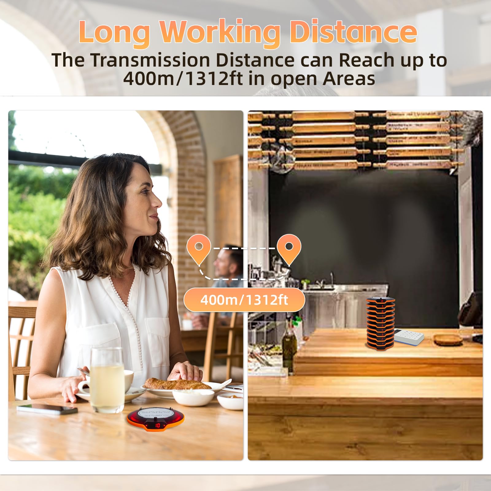 Restaurant Pager System Pagers for Restaurants 24 Coaster Pagers and Beepers with Vibration Flashing Buzzer Queue Wireless Calling System for Food Truck Church Nursery Coffee Shop Bar