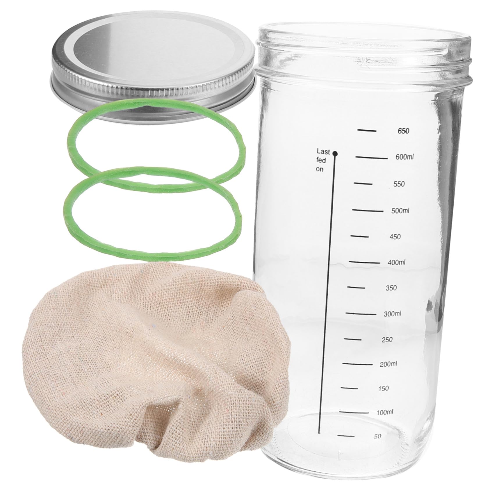 Ciieeo 4 Sätze Gärtank Aus Glas Sauerteig Gemacht Keimglas-kit Teig Schneebesen Brot-starterglas Lebensmittelbehälter Hafer Sirup Krüge Mit Deckel Soßenflaschen Bettwäsche Aus Baumwolle